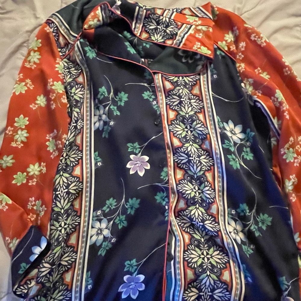 multicolor flower silk shirt